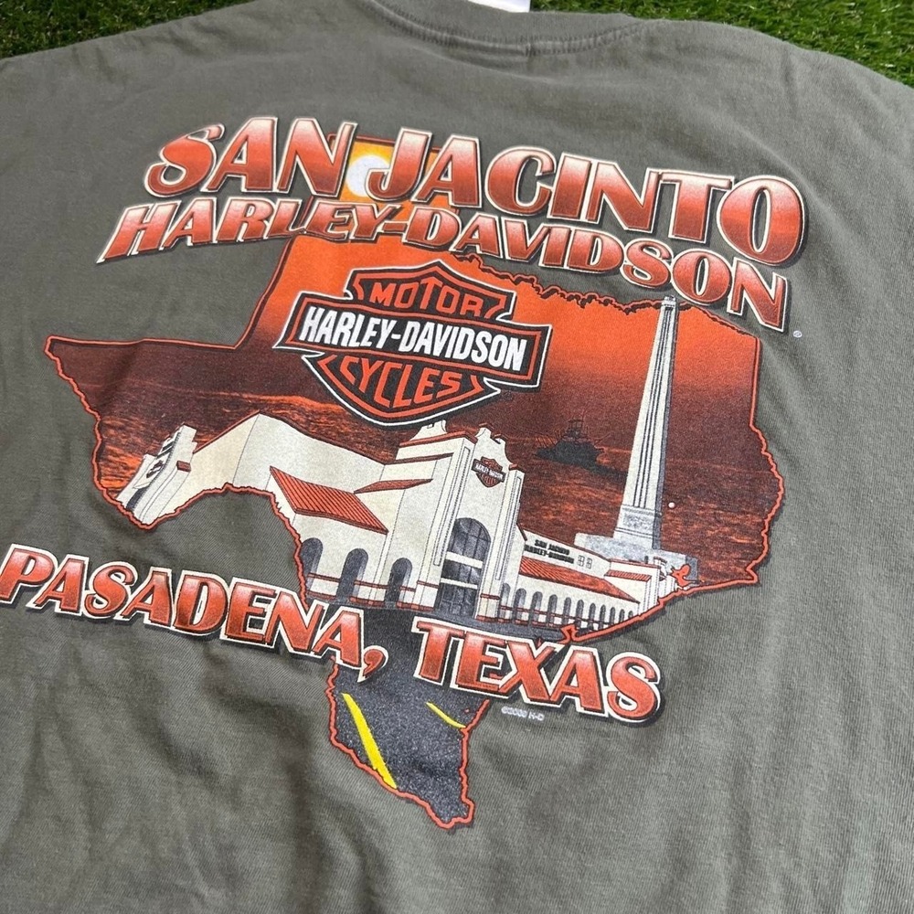 Harley Davidson San Jacinto Pasadena Texas Graphic T Shirt Gray Size 2XL - Picture 5 of 7
